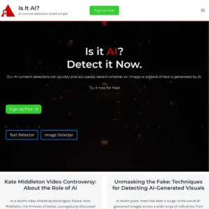 Is it AI? AI content and image detector tool. Website screenshot.