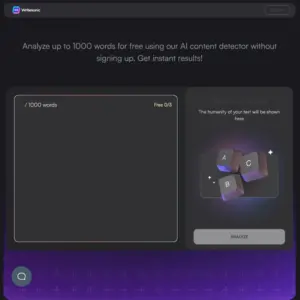 Writesonic's AI content detector tool. Website screenshot.