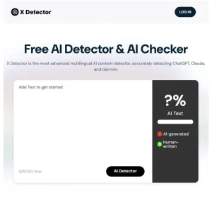 X Detector AI Detector. Website screenshot.
